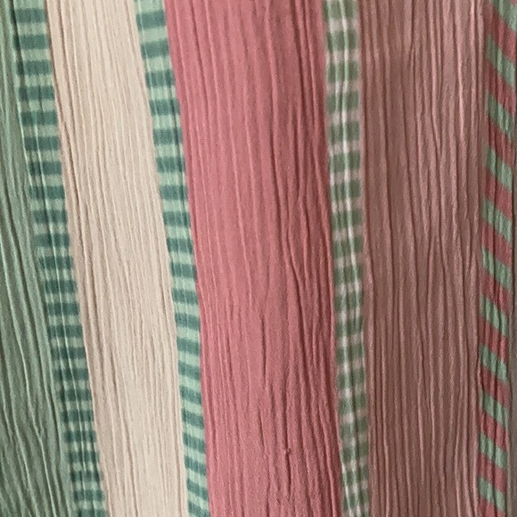 Allison Daley Vintage 90โs Pastel Candy Unisex Striped Lightweight Button Up 12 - Picture 6 of 11